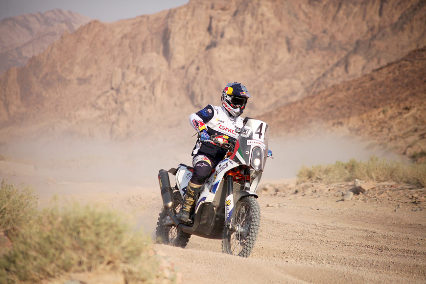 Two-time winner Mohammed Al Balooshi of the UAE tops bumper motorcycle entry (Photo by Jordan Baja Media Service)