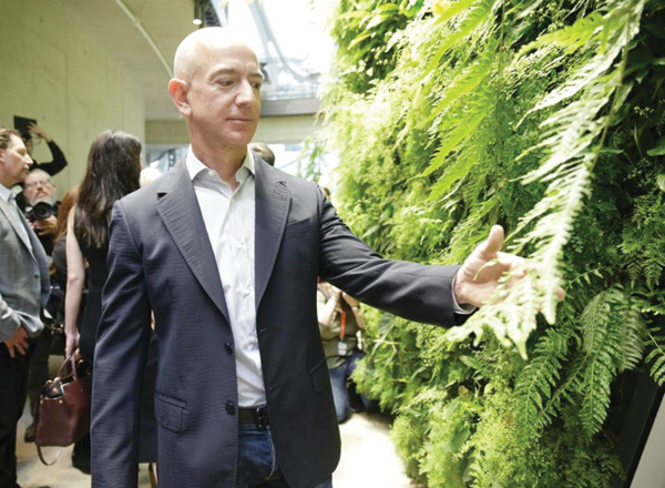 Jeff Bezos is seen at the Amazon headquarters in Seattle, Washington, in early 2018  (AFP photo by Jason Redmond)