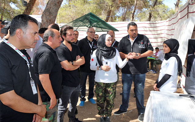 HRH Crown Prince Hussein visits a training station affiliated with Al Hussein Youth Camps for Work and Building in Amman on Wednesday  (Photo courtesy of Royal Court)