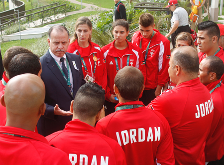  HRH Prince Feisal meets with Team Jordan delegation, in undated photo, during the Olympic Games in Rio de Janeiro (Photo courtesy of JOC News Service )