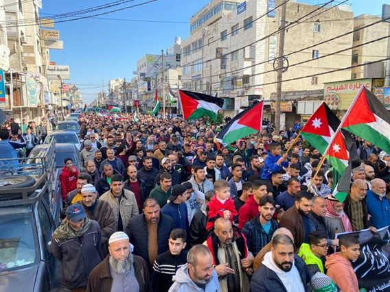 'Jordanians organise rallies across the Kingdom in solidarity with Palestinians in the war-hit Gaza Strip' (Petra photo)
