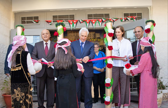 USAID Mission Director Sherry F. Carlin, Minister of Education and Higher Education and Scientific Research Wajih Owais and Secretary General of the Ministry of Public Works and Housing Jamal Abu Eid during the inauguration of Al Thania School in Karak (Photo courtesy of USAID)