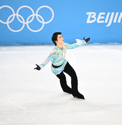 Japan’s Yuzuru Hanyu competing in the men’s single free skating of the figure skating event during the Beijing 2022 Winter Olympic Games on February 10 (AFP photo by Anne-Christine Poujoulat)