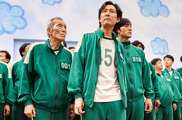 Lee Jung-jae, Park Hae-soo (right) and Oh Young-soo (left) in Squid Game  (Photo courtesy of Netflix)