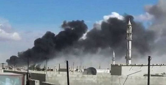 A photo purportedly shows the area hit by ‘Russian’ warplanes late Tuesday near the Jordanian border with Syria as published by the Syrian Human Rights Observatory on its Facebook page (Photo courtesy of syriahr.org)