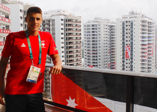  Jordan swimming ace Khader Baqlah at the Athletes Village of the Rio Olympics in Rio de Janeiro  on Wednesday (Photo courtesy of JOC News Service)