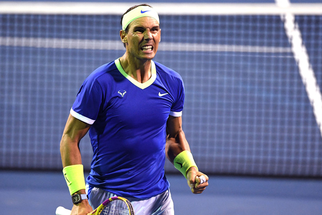 Rafael Nadal of Spain celebrates a shot during a match against Jack Sock of the US during the Citi Open in Washington, DC, on August 4  (AFP photo by Mitchell Layton)