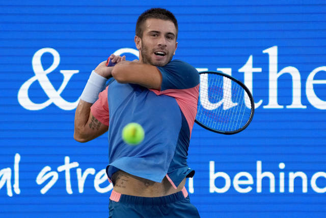 Borna Coric of Croatia plays a backhand against Rafael Nadal of Spain during their ATP/WTA Cincinnati Masters match in Mason, Ohio, on Wednesday (AFP photo by Dylan Buell)  