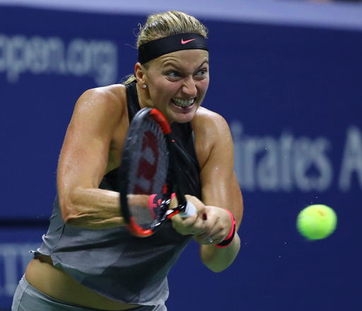 Petra Kvitova of the Czech Republic competes against Venus Williams of the USA in the Women’s Singles quarter-final match at the 2017 US Open in New York on Tuesday  (Anadolu Agency photo by Volkan Furuncu)