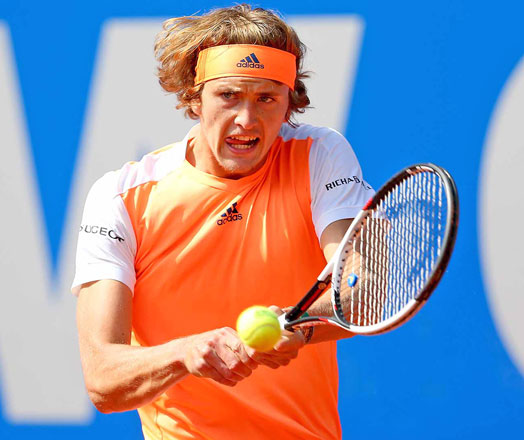 Alexander Zverev in action at the Munich Open semifinal in May 2017 (Photo courtesy of mashpedia.com)