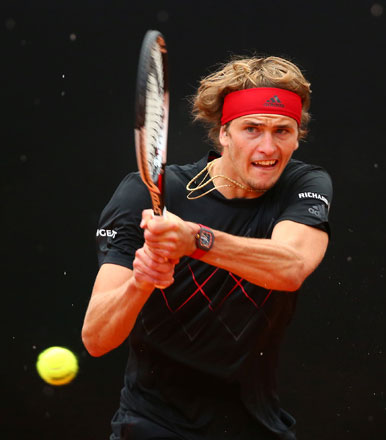 Germany’s Alexander Zverev in action during the Italian Open final against Spain’s Rafael Nadal in Rome on Sunday (Reuters photo by Tony Gentile)