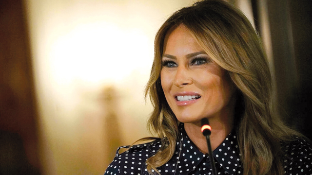 First Lady Melania Trump speaks at the White House in September 2020 (AFP photo)