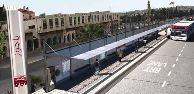 A computer-generated image of the BRT project in Amman. Muncipal officials say a plan for public awareness on the project will be implemented over the coming two years (Photo courtesy  of www.Ammanbrt.jo)