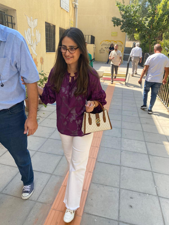 Persons with disabilities on Tuesday head to voting booths at Queen Rania Al Abdullah Comprehensive Secondary School in Amman (Photos by Sara Faqir)
