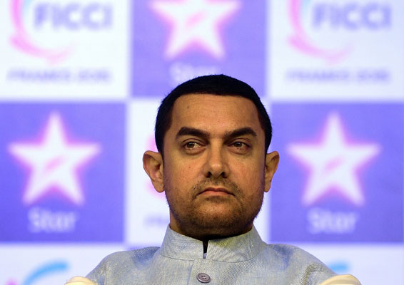 In this photo taken on March 25 Indian Bollywood actor Aamir Khan looks on during the start of the Ficci Frames 2015 annual media and entertainment industry event in Mumbai (AFP photo)