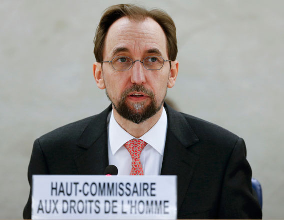 United Nations High Commissioner for Human Rights HH Prince Zeid addresses delegates during a special session of the Human Rights Council on the situation in Burundi in Geneva, Switzerland, on Thursday (Reuters photo)