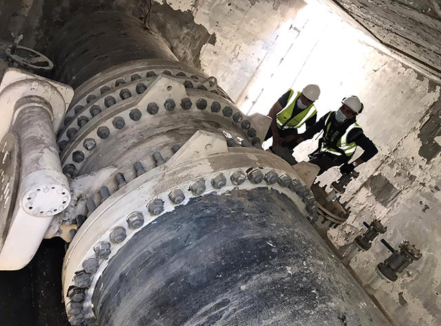 The Ministry of Water and Irrigation on Wednesday resumed pumping from the Disi Water Conveyance Project after maintenance teams repaired damages to the pipeline resulting from an attack by unknown assailants, according to a statement (Petra photo)