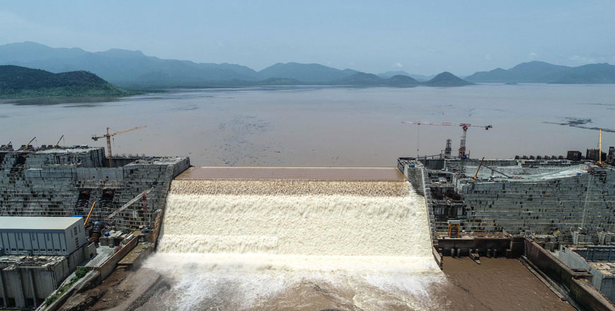 This handout photo taken on July 20, and released by Adwa Pictures on Monday, shows an aerial view Grand Ethiopian Renaissance Dam on the Blue Nile River in Guba, northwest Ethiopia (AFP photo)