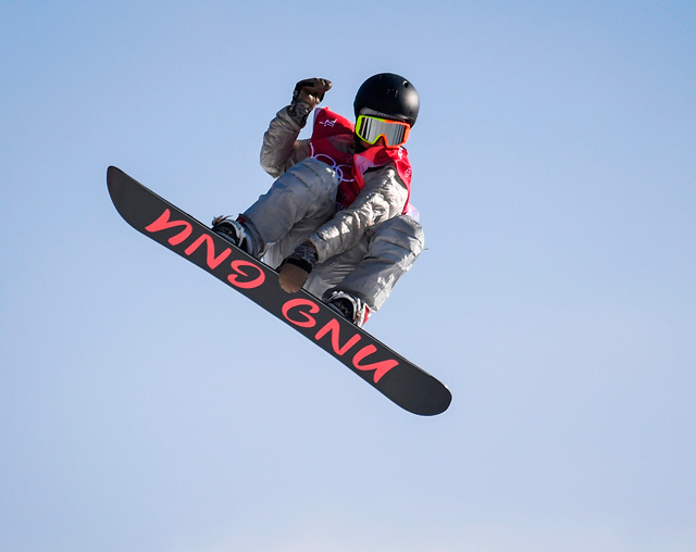Austria’s Anna Gasser competes during the final of the women’s snowboard big air event at the Alpensia Ski Jumping Centre during the 2018 Winter Olympic Games 2018 in Pyeongchang, South Korea, on Thursday  (AFP photo by Jonathan Nackstrand)