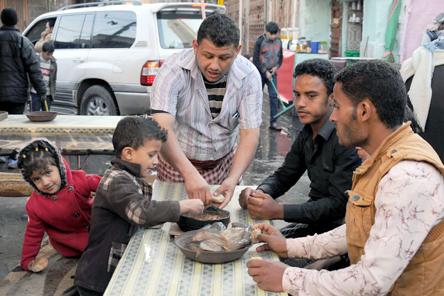 People are seen at a restaurant in Sanaa, Yemen, on Friday (Anadolu Agency photo)