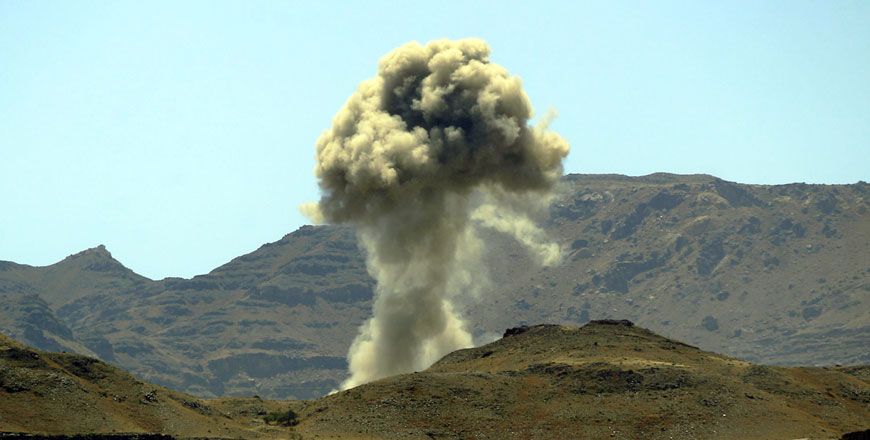 Smoke billows following an air strike by the Saudi-led coalition in the Yemeni capital Sanaa on Sunday (AFP photo)